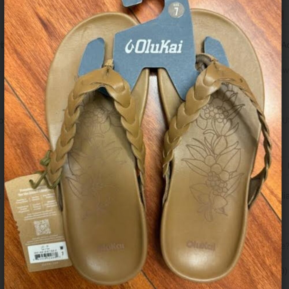 NEW Olu Kai Lei Tan Brown Women's Sz 7 Flip Flops Sandals Travel Women Beach NWT
